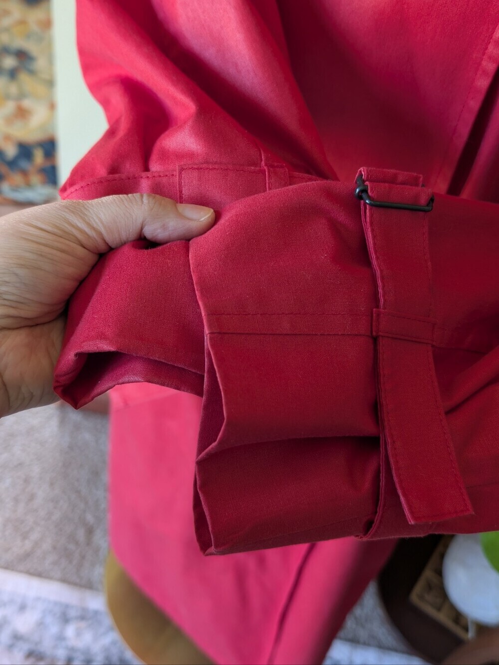 London Fog Women's Vintage Size 12 Red Belted Button Front Trench Coat - Picture 6 of 16
